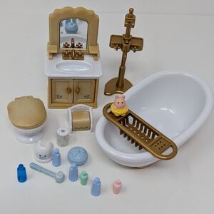 Calico Critters Dollhouse Bathroom Set Bath Tub Sink Toilet